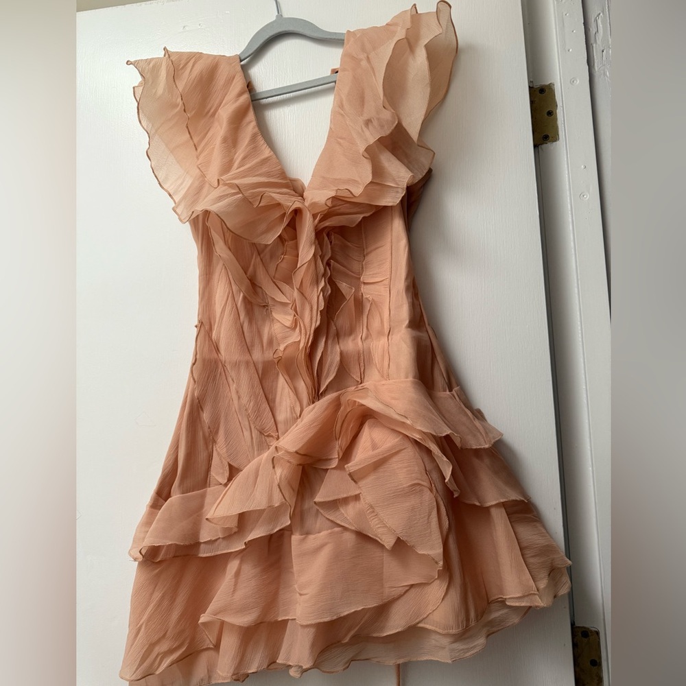 Elegant Peach Ruffle Dress